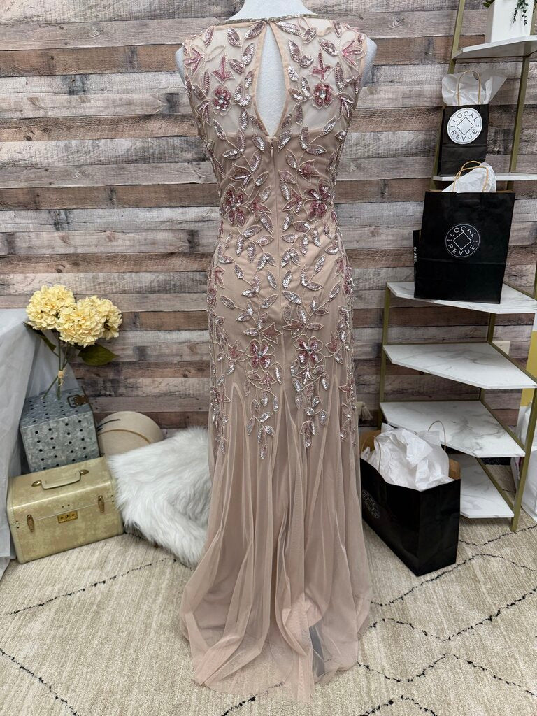 Adrianna Papell Rose Beaded & Tulle Dress