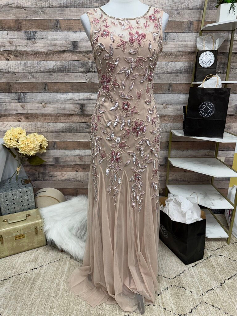 Adrianna Papell Rose Beaded & Tulle Dress