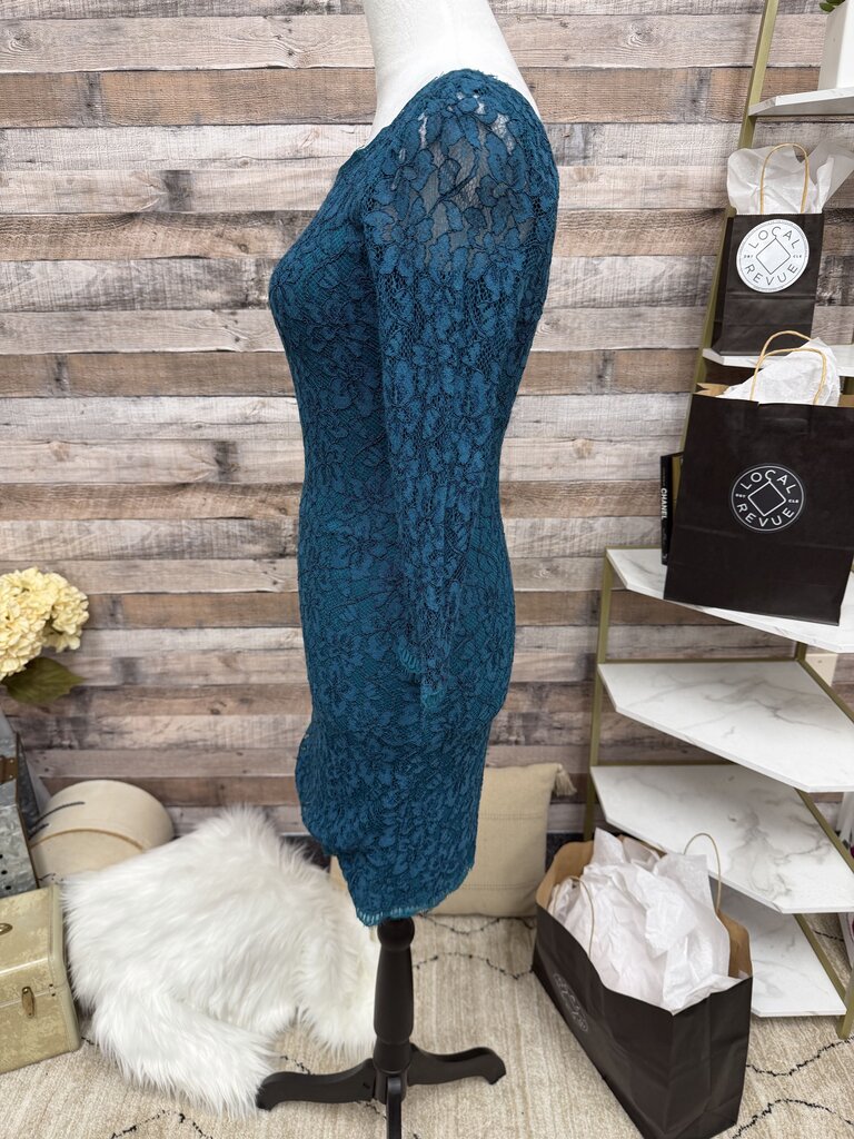 Diane von Furstenberg Teal Lace Knit Dress