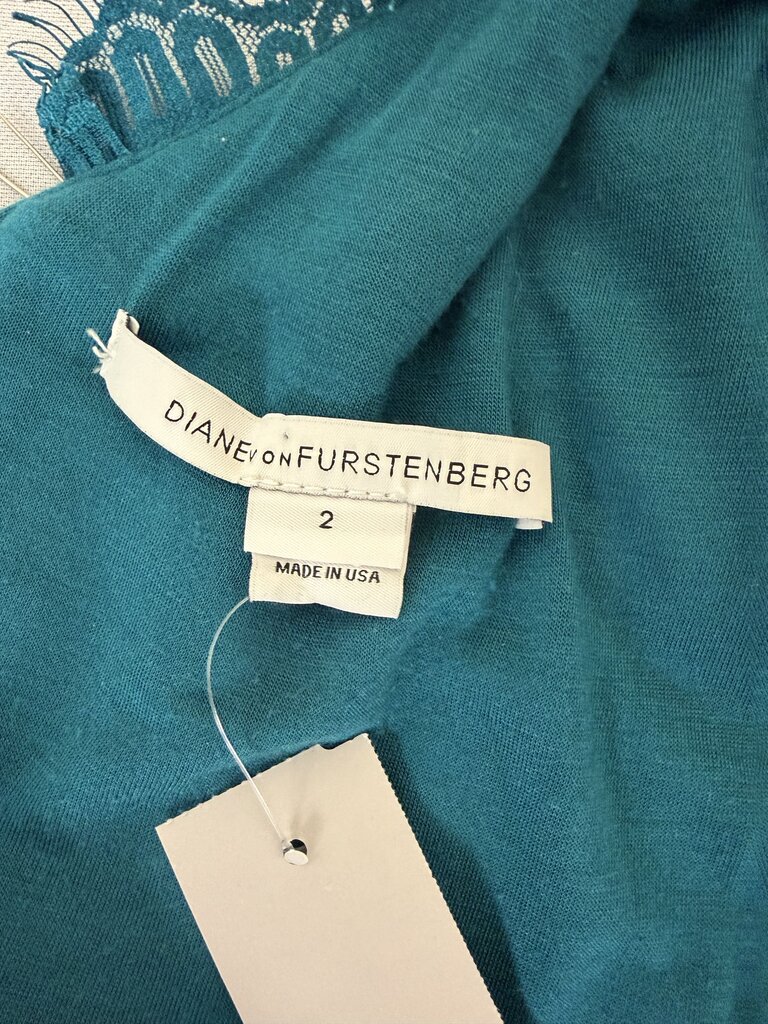 Diane von Furstenberg Teal Lace Knit Dress