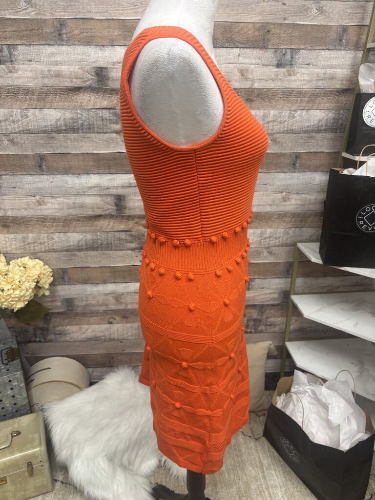 Milly of New York Orange Ribbed Knit Sleeveless Dress