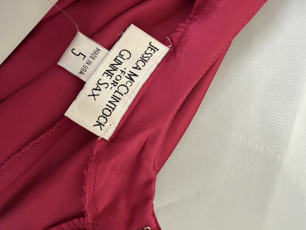 Jessica McClintock for Gunne Sax Fuchsia Satin Dress