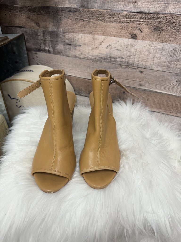 Lucky Brand Buckskin Leather Peep Toe Wedge