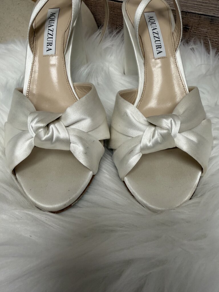Aquazzura White Satin Black Heel
