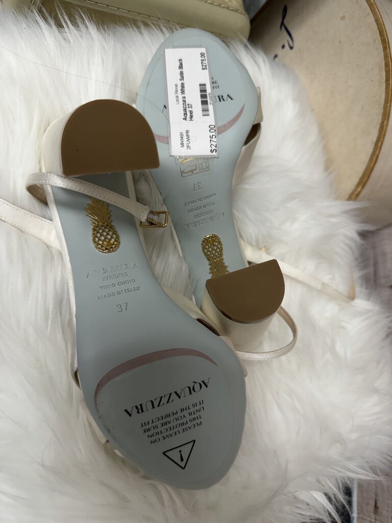 Aquazzura White Satin Black Heel