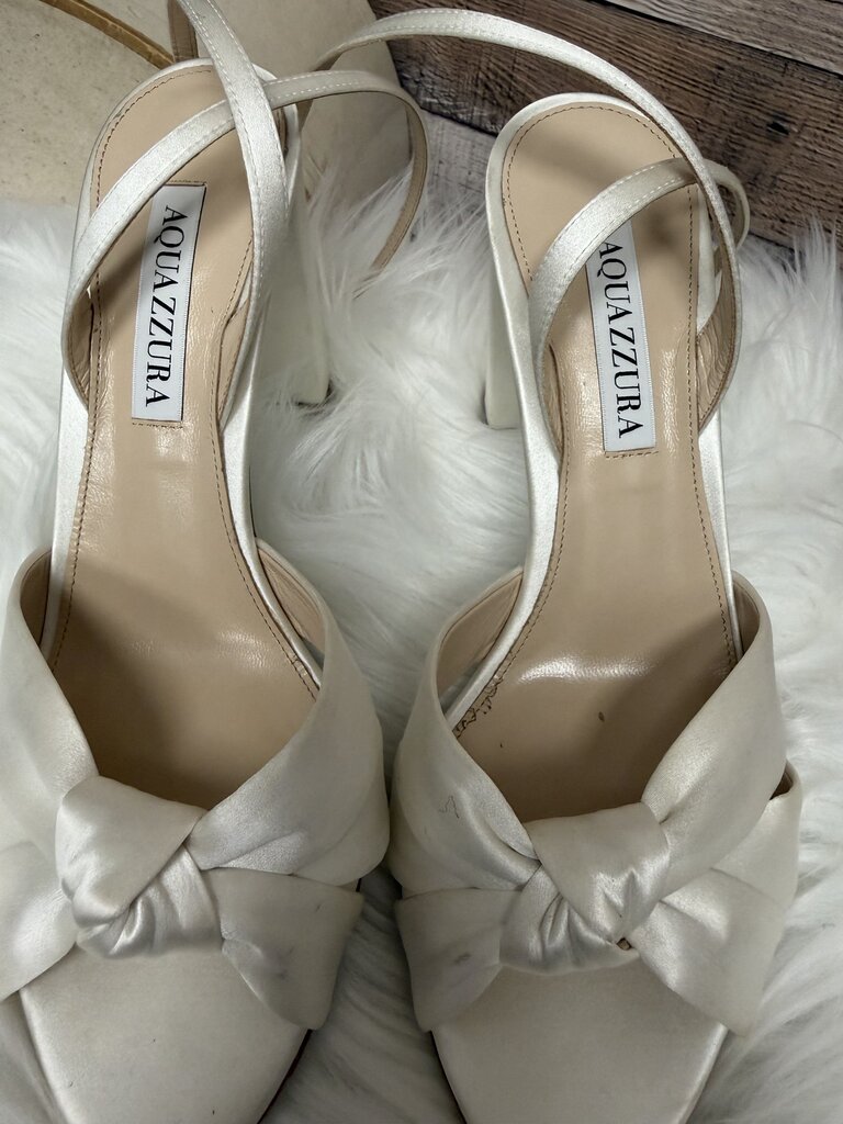 Aquazzura White Satin Black Heel