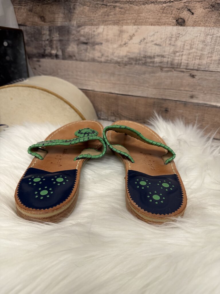 Jack Rodgers Navy & Green Leather Thong