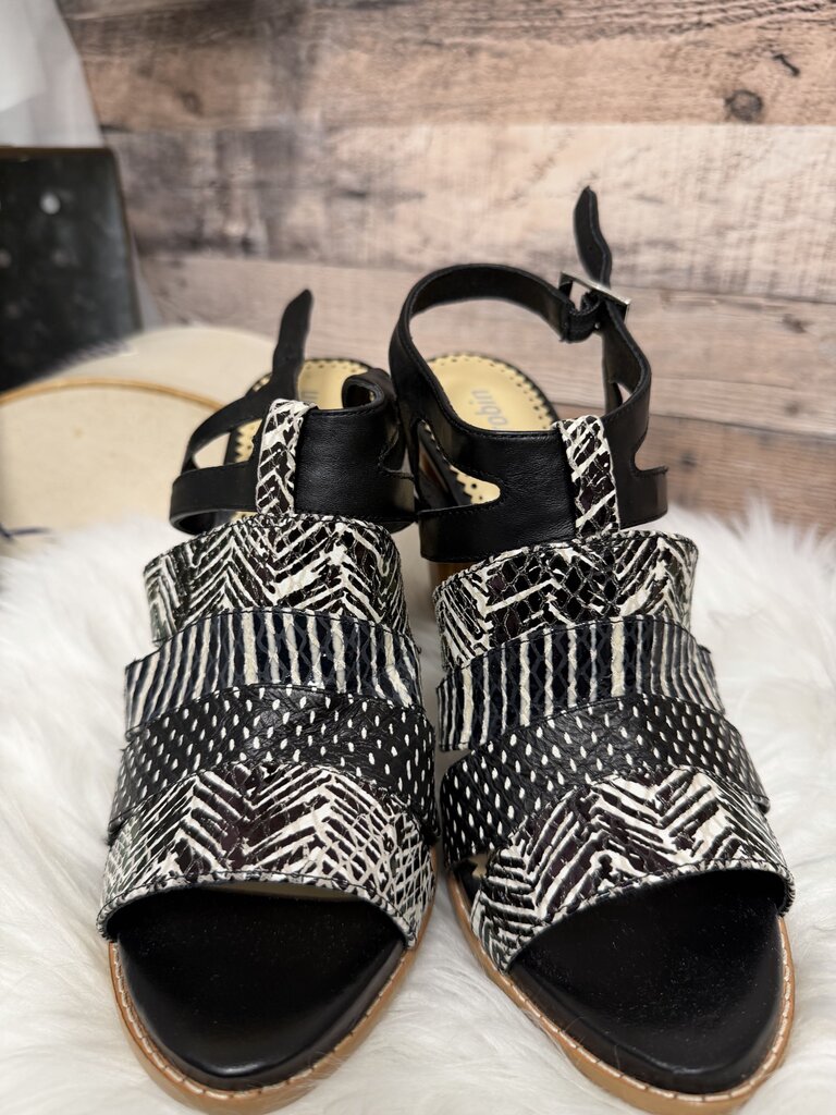 Faryl Robin Black Textile Wood Block Heel