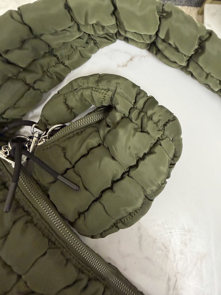 NWT Hugoome Olive Green Puffer Tote