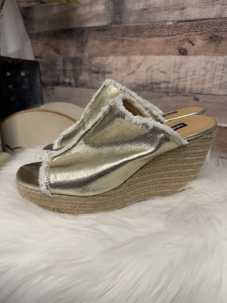 Nine West Gold Metallic Espadrille Wedge