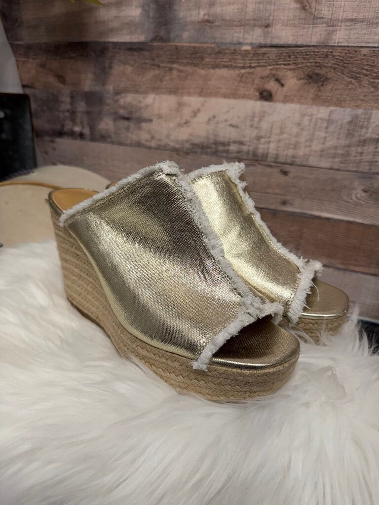 Nine West Gold Metallic Espadrille Wedge
