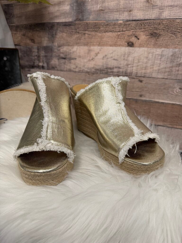 Nine West Gold Metallic Espadrille Wedge