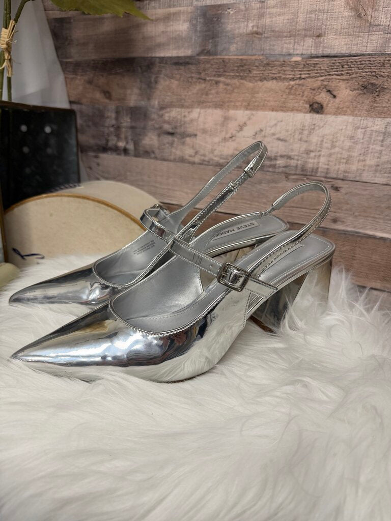 Steve Madden Silver Metallic Pointed Toe