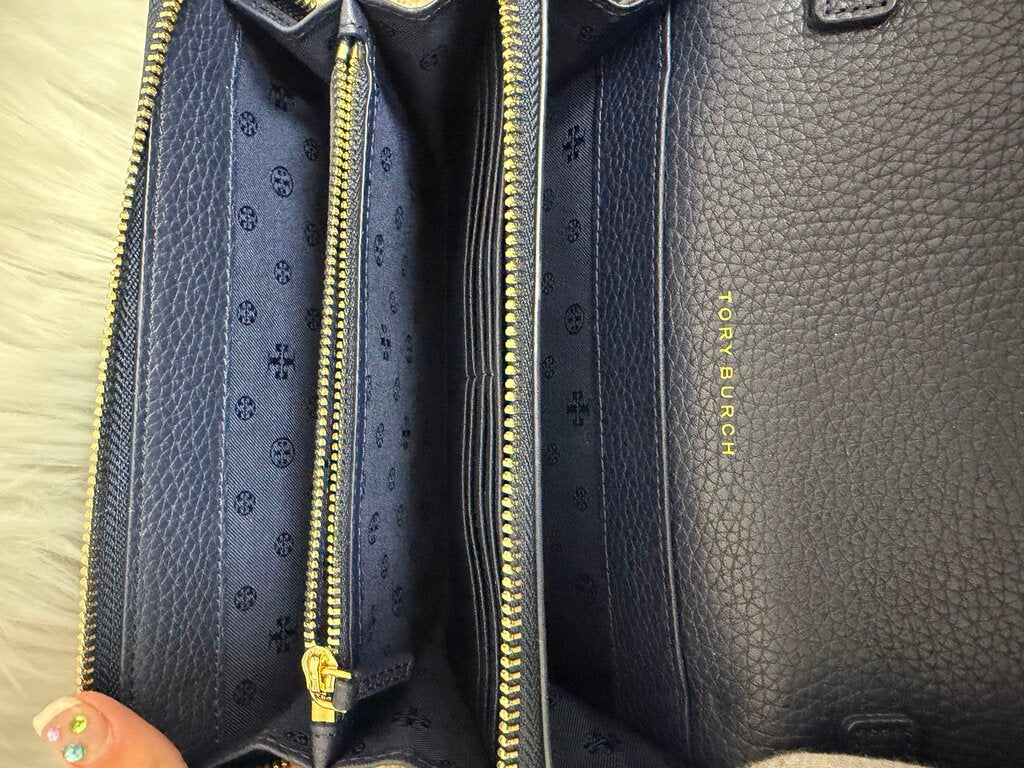 Tory Burch Navy Pebbled Crossbody