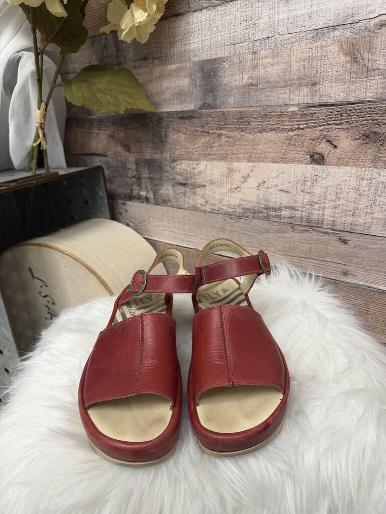 Fly London Red Platform Sandals