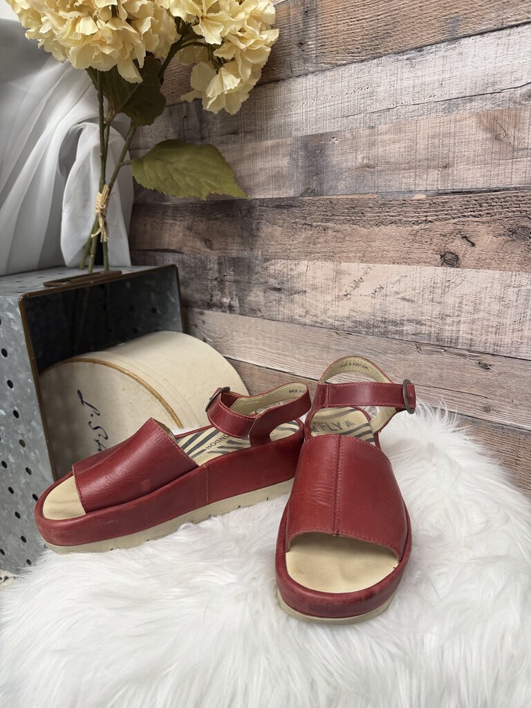 Fly London Red Platform Sandals