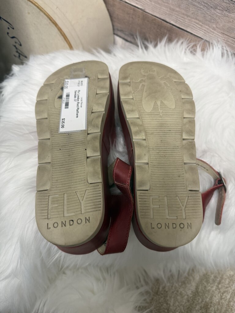 Fly London Red Platform Sandals