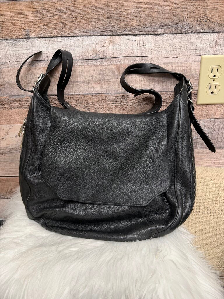 Rag & Bone Black Pebbled Leather Flap Hobo