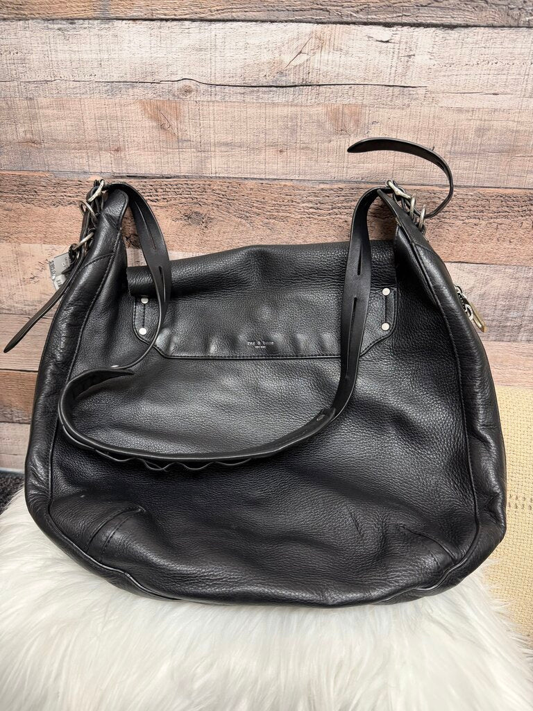 Rag & Bone Black Pebbled Leather Flap Hobo