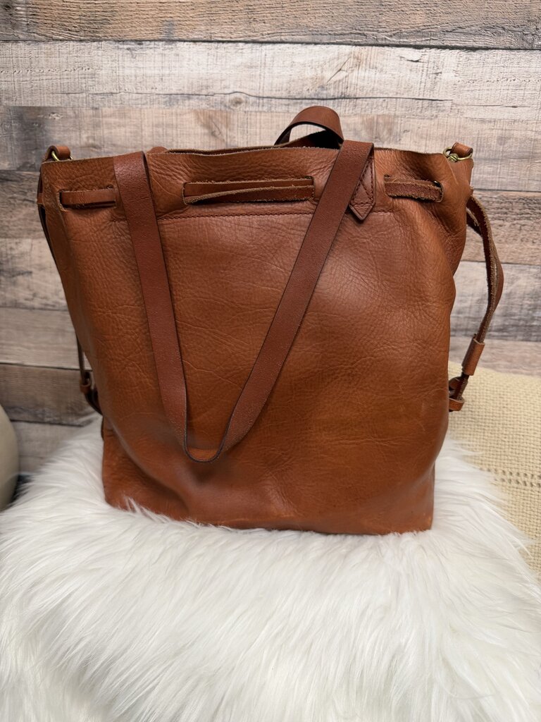 Madewell Rust Leather Drawstring Tote