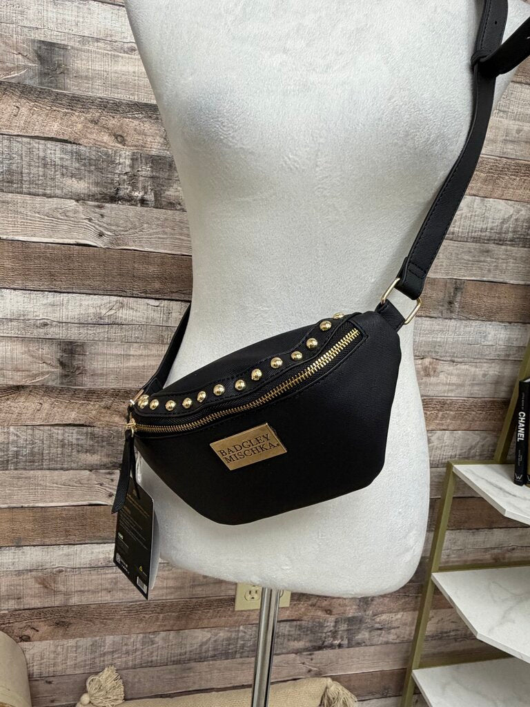 NWT Badgley Mischka Black w/Gold Studs Travel Belt