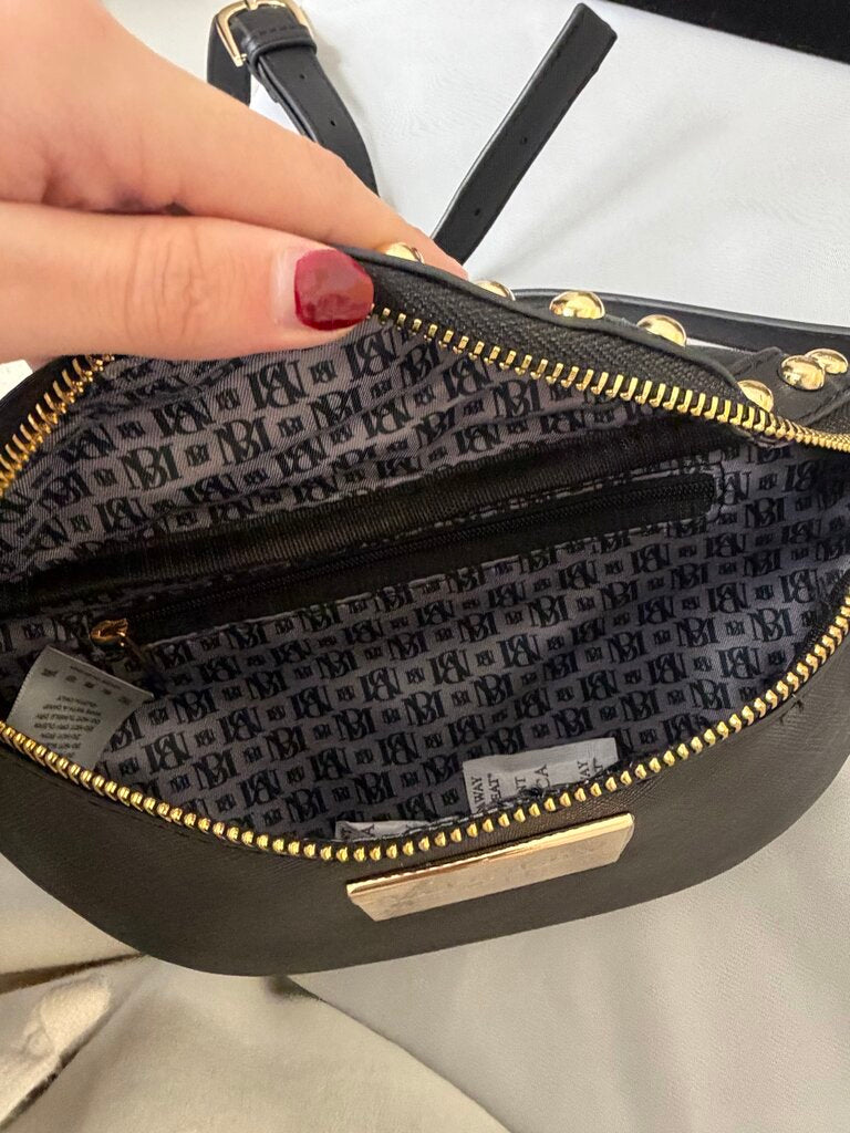 NWT Badgley Mischka Black w/Gold Studs Travel Belt