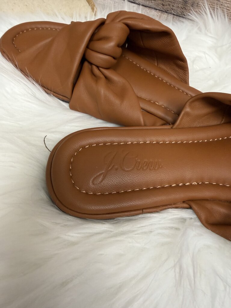 J Crew Cognac Knotted Slides
