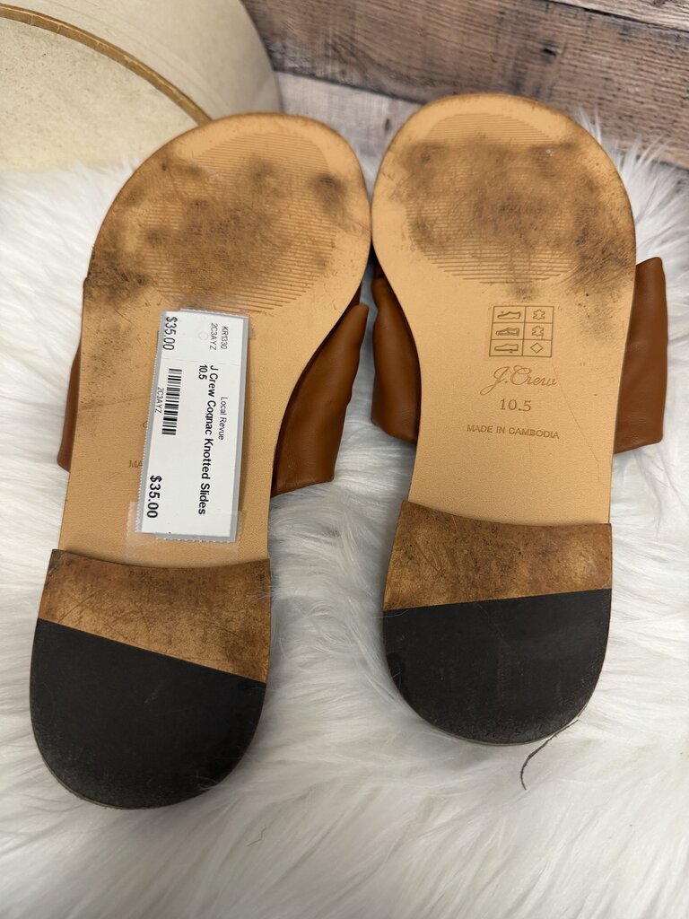 J Crew Cognac Knotted Slides