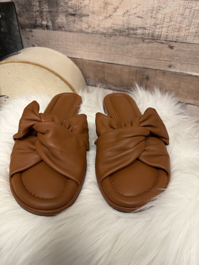 J Crew Cognac Knotted Slides
