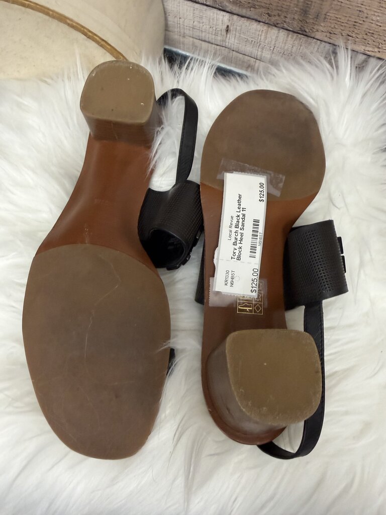 Tory Burch Black Leather Block Heel Sandal