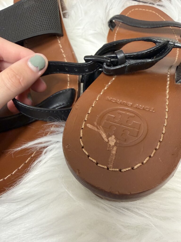 Tory Burch Black Leather Block Heel Sandal