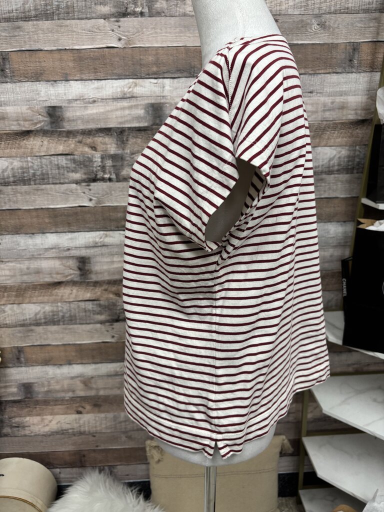 Evereve Red & White Stripe Sleeveless Tee
