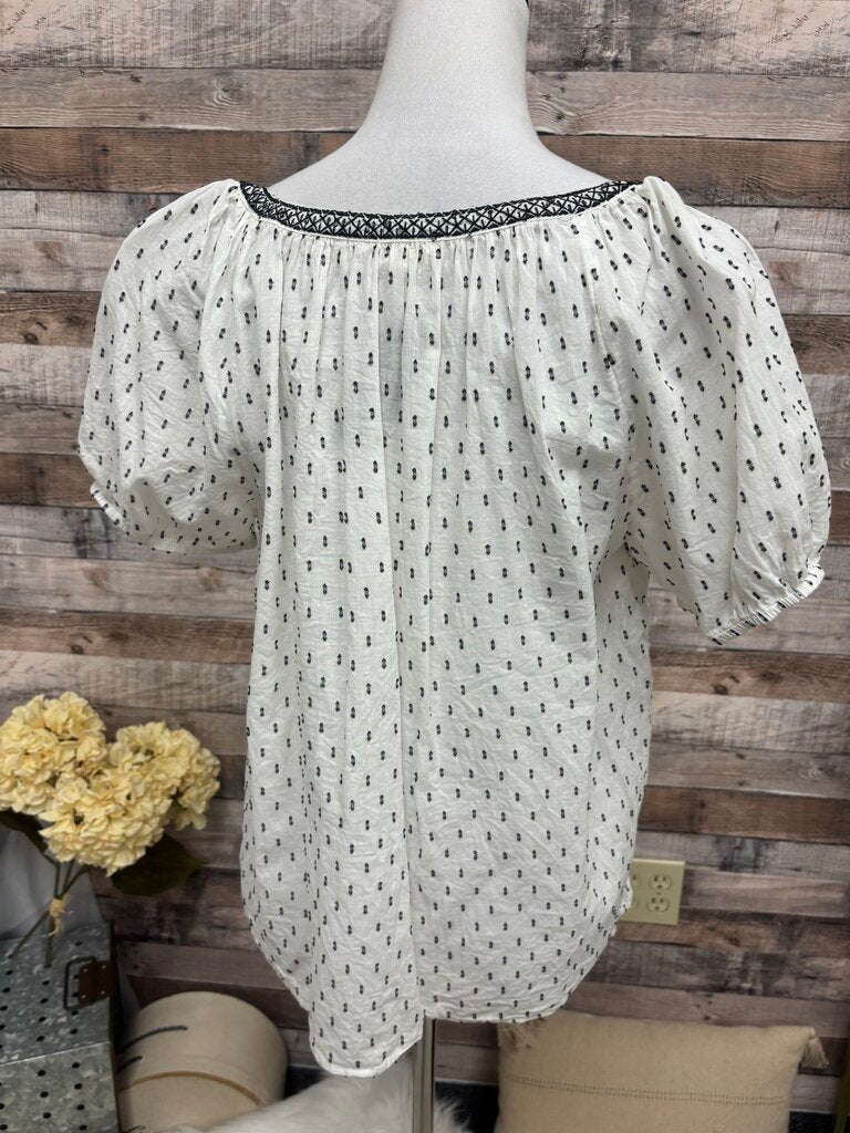 Lucky Brand White w/Black Embroidered Dots