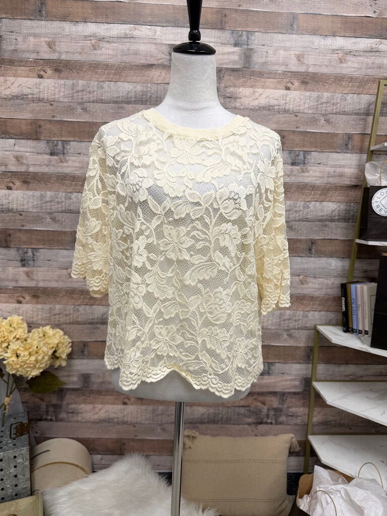 Dolan Anthro Ivory Lace Short Sleeve