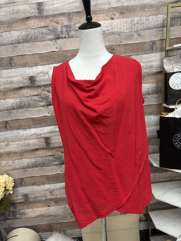 Oh My Gauze! Red Sleeveless Asymmetrical Top