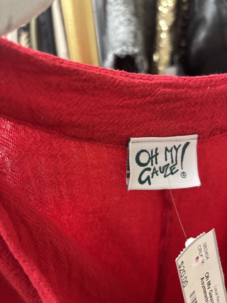 Oh My Gauze! Red Sleeveless Asymmetrical Top
