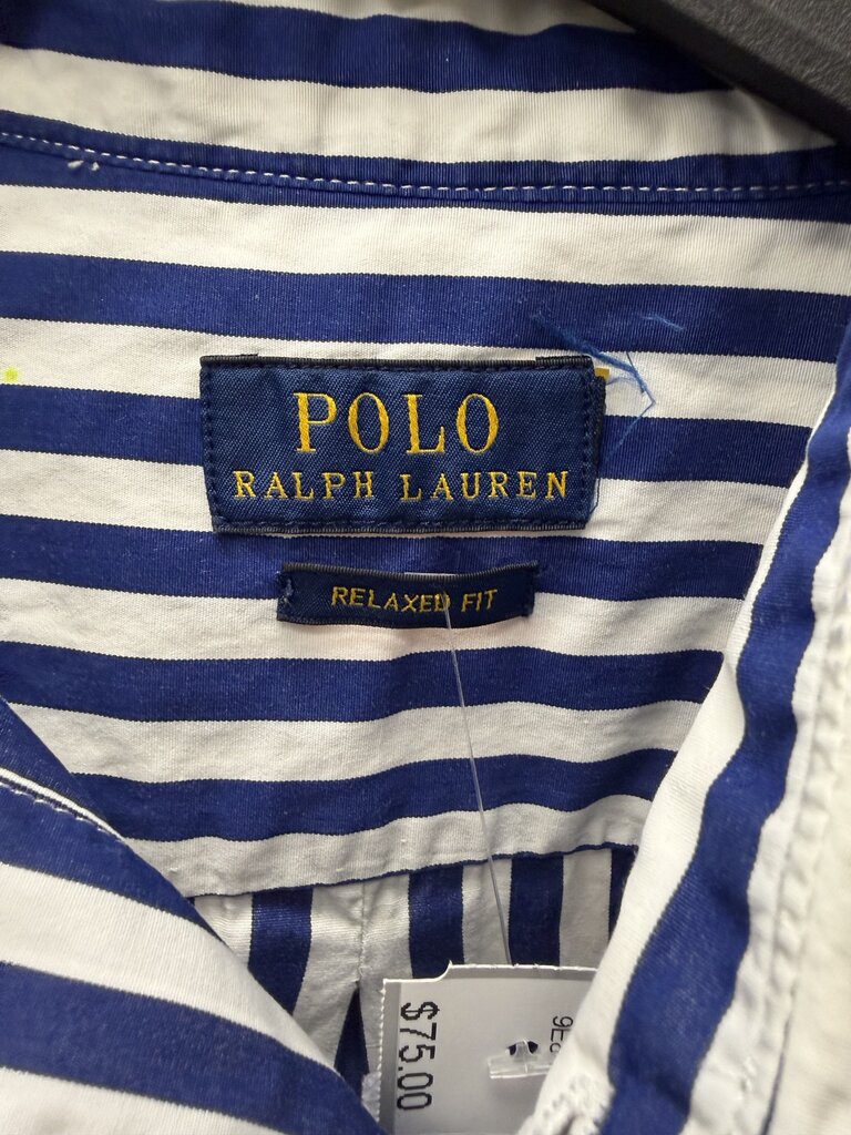 Polo Ralph Lauren 'Relaxed Fit' Blue & White Striped Paint Splatter Button-Down Shirt