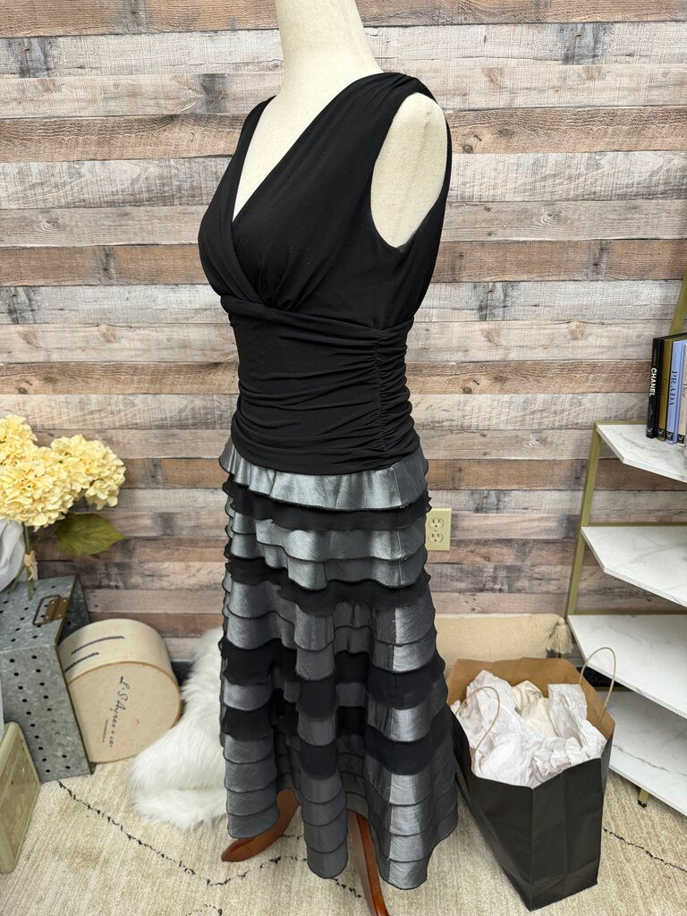 S.L. Fashions Black & Grey Tiered Dress
