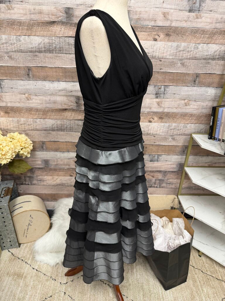 S.L. Fashions Black & Grey Tiered Dress