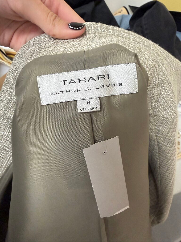 Tahari Arthur Levine Tan Houndstooth Suit