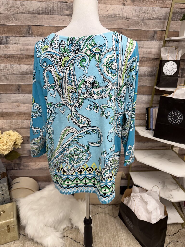 Chico's Turquoise Paisley 3/4 Sleeve