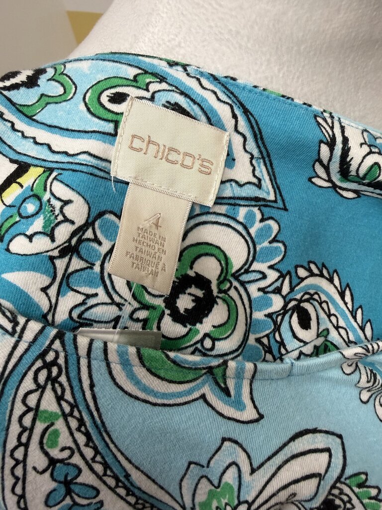 Chico's Turquoise Paisley 3/4 Sleeve
