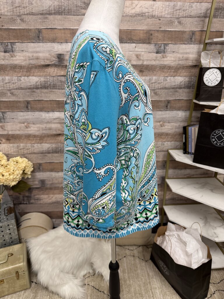 Chico's Turquoise Paisley 3/4 Sleeve
