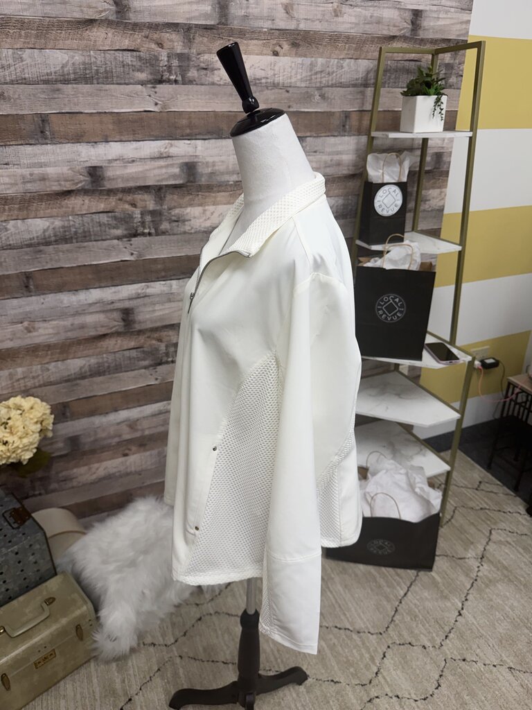 Zenergy by Chico's Ivory Mesh Zip Athletic