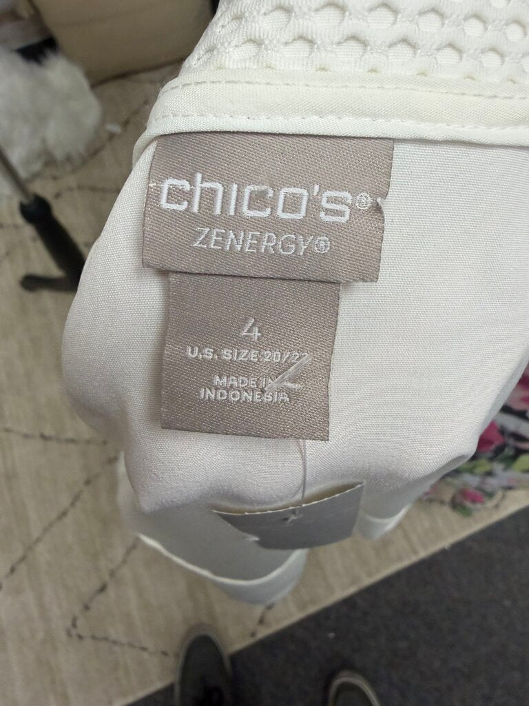 Zenergy by Chico's Ivory Mesh Zip Athletic