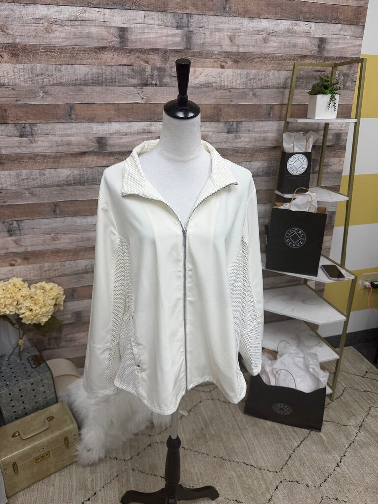 Zenergy by Chico's Ivory Mesh Zip Athletic