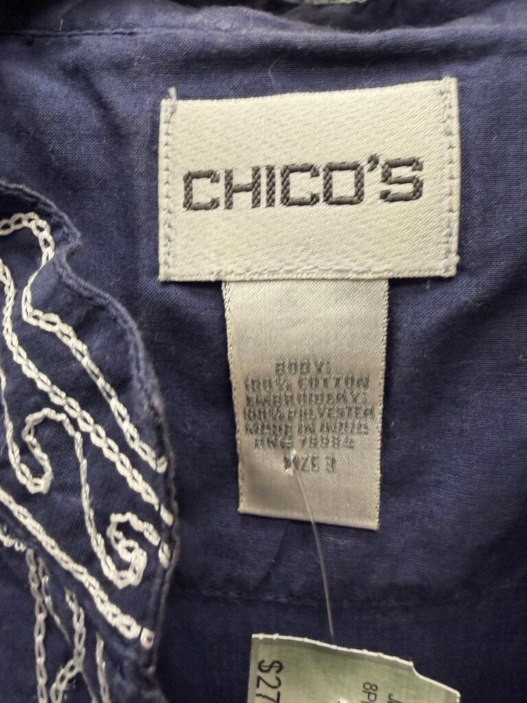 Chico's Chambray 3/4 Sleeve V-Neck