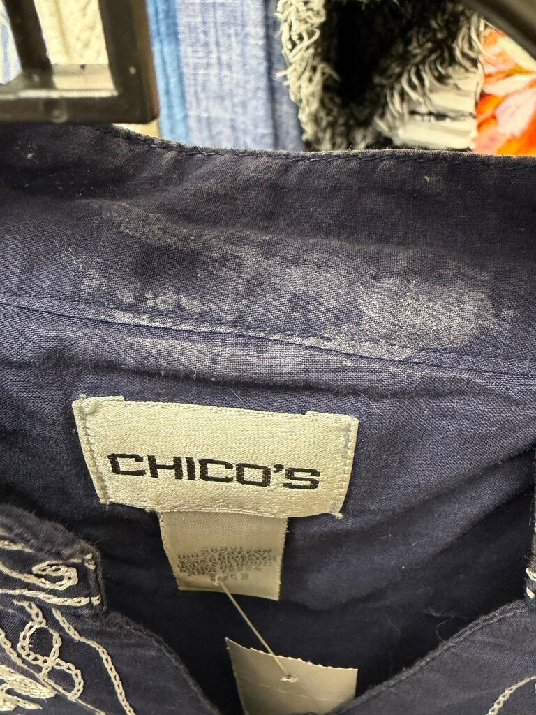 Chico's Chambray 3/4 Sleeve V-Neck
