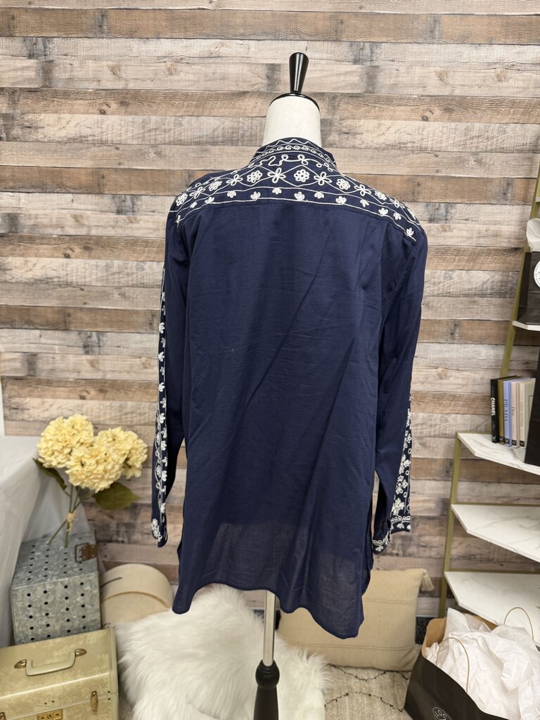 Chico's Chambray 3/4 Sleeve V-Neck