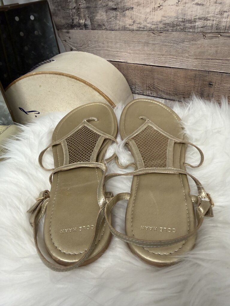 Cole Haan Gold Metallic Leather Thong Sandal